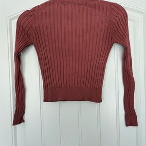 Zara Ribbed Turtleneck Sweater in Deep Rose